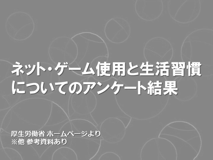 ネット・ゲーム使用と生活習慣についてのアンケート結果(厚生労働省 ホームページより)