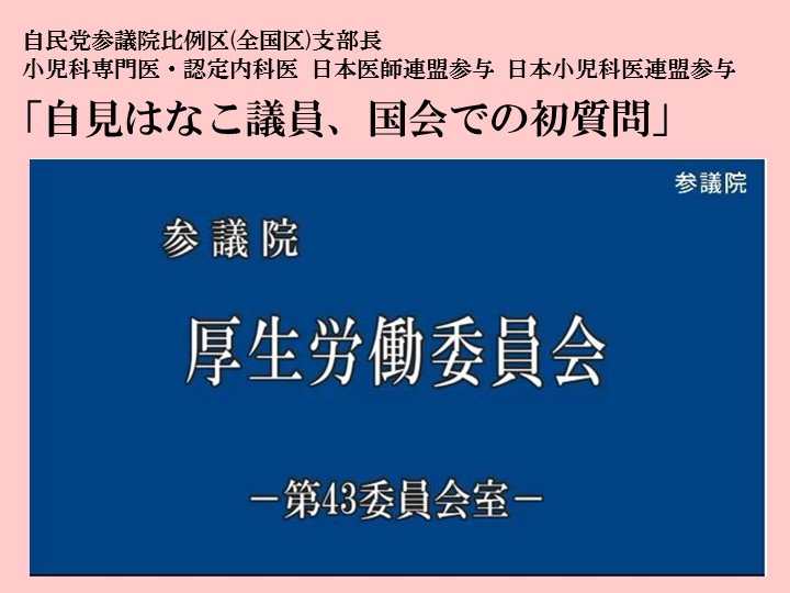 「自見はなこ議員、国会での初質問」